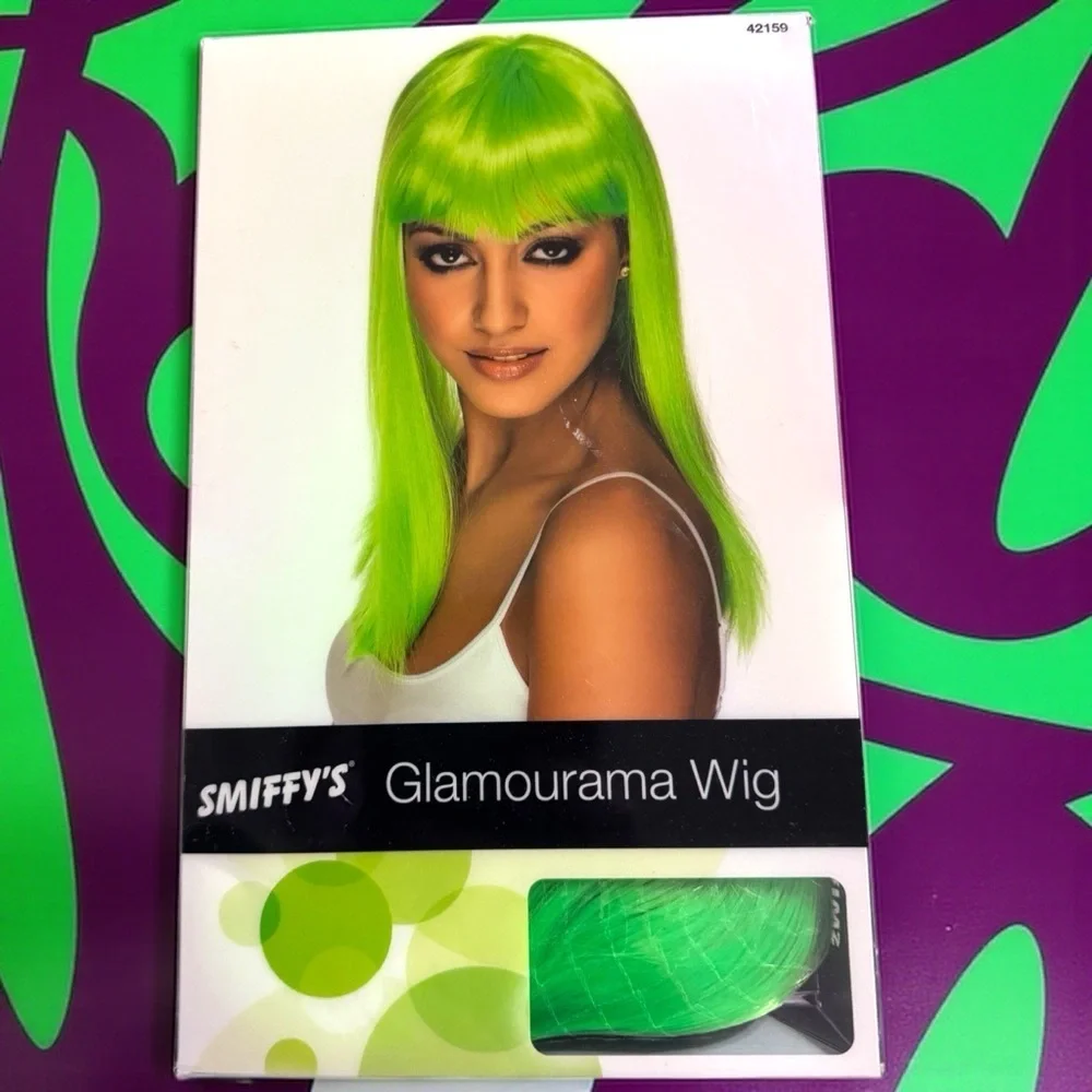 Smiffy's Glamourama Neon Green Wig for Women, Perfect for Parties & Halloween